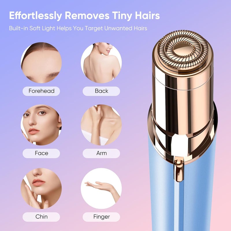 claities Facial Hair Remover for Women- as Seen on TV Painless Face Shaver -Mini Hair Remover, Electric Razor Shaver Portable Bikini Epilator for Lips, Chin, Armpit, Peach Fuzz, Fingers, Neck, Cheek(Blue) - Image 2